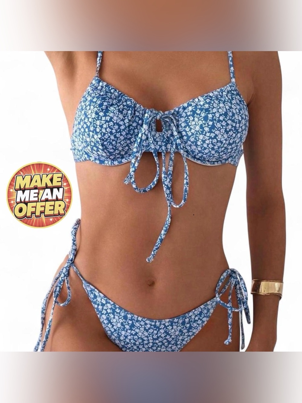 Brand New Floral Blue Bikini Set - SZ L